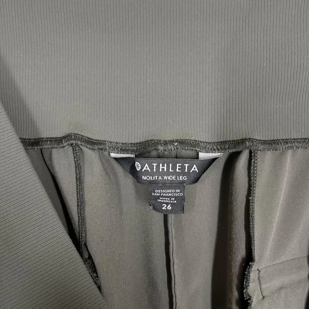 Athleta Nolita Wide Leg Pants Womens‎ Plus Size 26 Green Gray Pockets Seamed